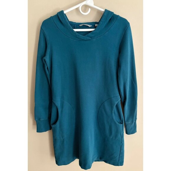 Horny Toad Fleece Lined Hoodie Sweater Dress Turquoise XS Cozy Warm Pullover - Picture 2 of 11